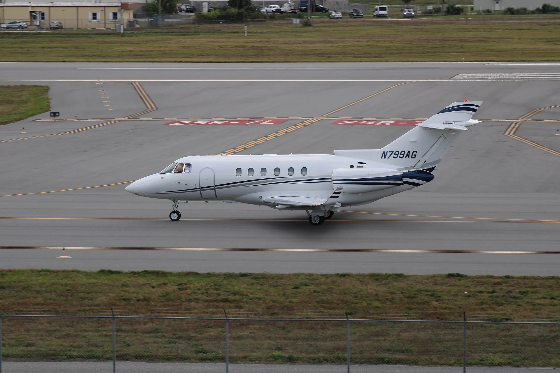 A Hawker 900XP in service, photographed from the side