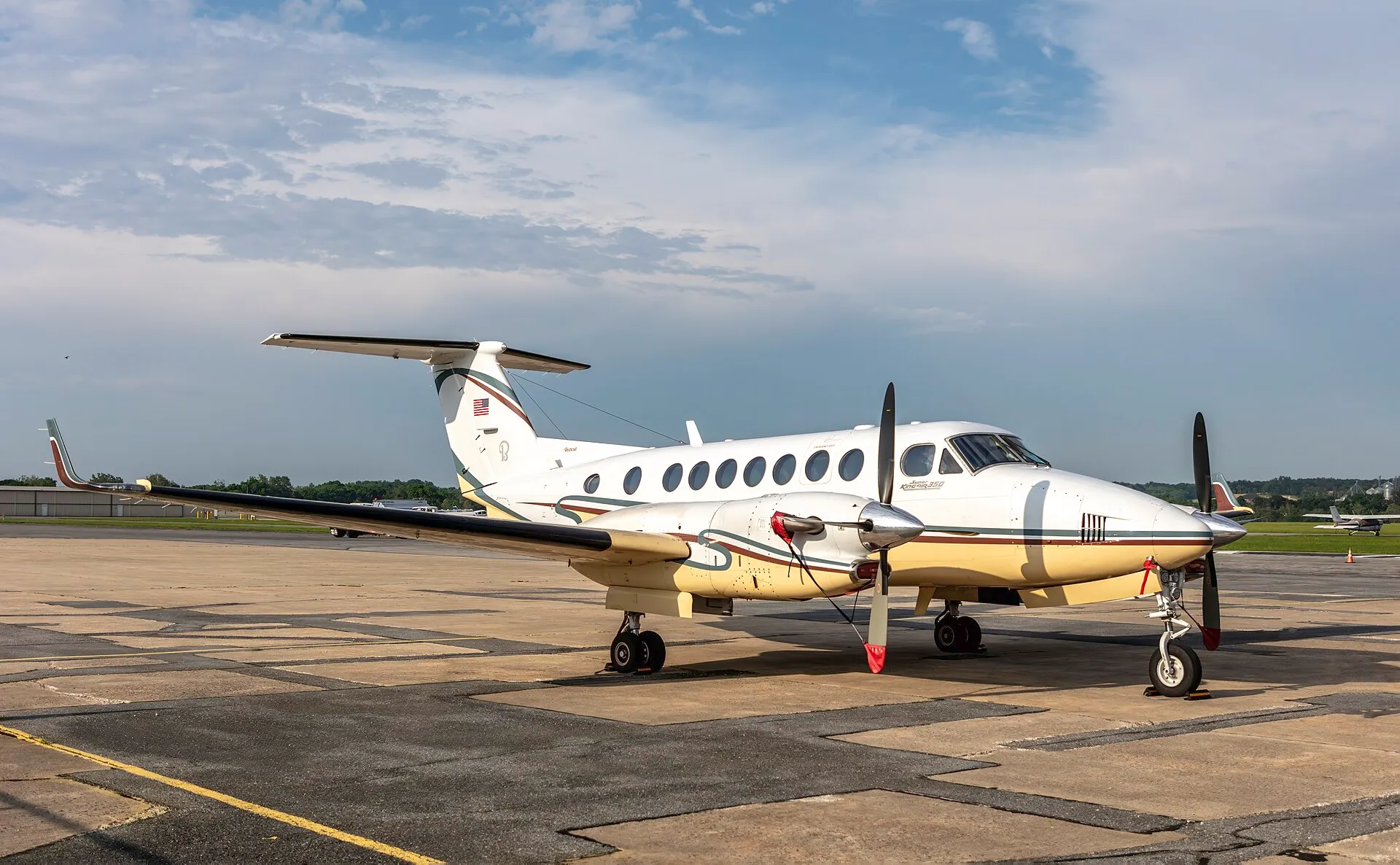 A King Air 360 in service, photographed from the side