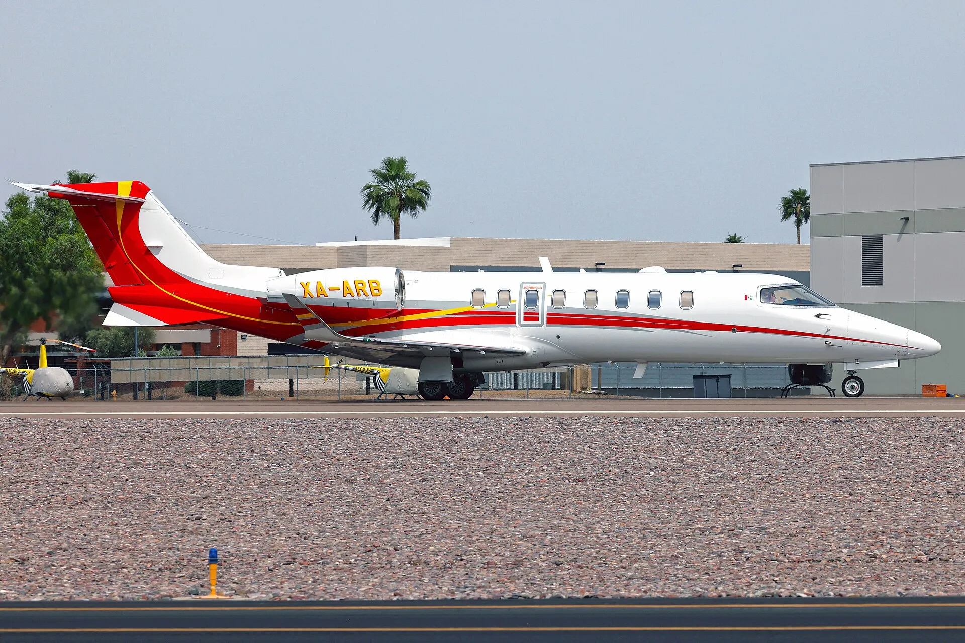 A Learjet 75 Liberty in service, photographed from the side